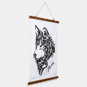 Tribale Wolf Hangend Wandkleed (Gebogen)