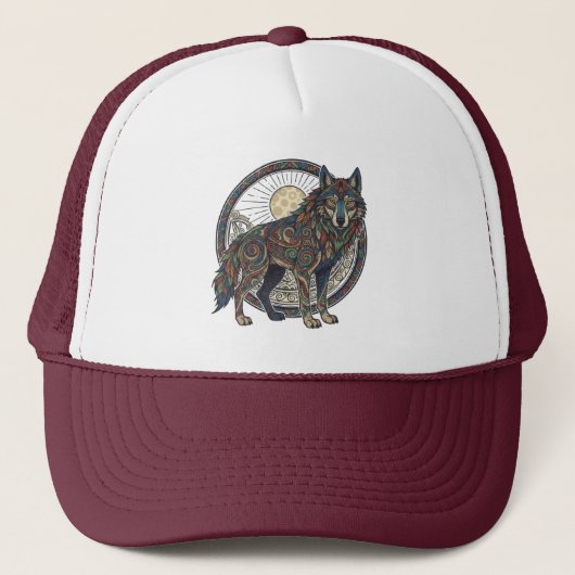 Tribale Wolf Hoed Trucker Pet (Voorkant)