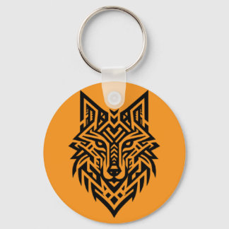 Tribale Wolf Hoofd Sleutelhanger – Krachtige & Wil