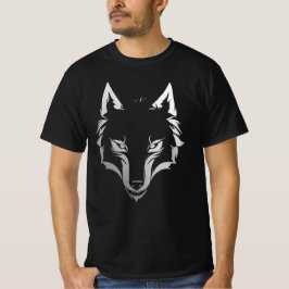 Tribale Wolf Hoofd T-Shirt – Krachtig Monochroom D