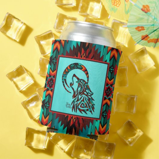 Tribale Wolf Howling bij de maan Koelbox Blikjeskoeler (Insitu Zomer)