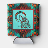 Tribale Wolf Howling bij de maan Koelbox Blikjeskoeler (Voorkant)