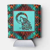 Tribale Wolf Howling bij de maan Koelbox Blikjeskoeler (Achterkant)