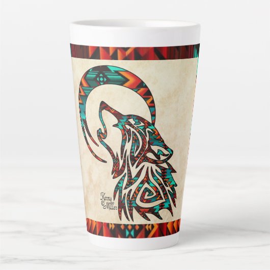 Tribale Wolf Howling bij de Mok van de maan (Voorkant)