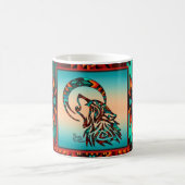 Tribale Wolf Howling bij de Mok van de Moon Coffee (Center)