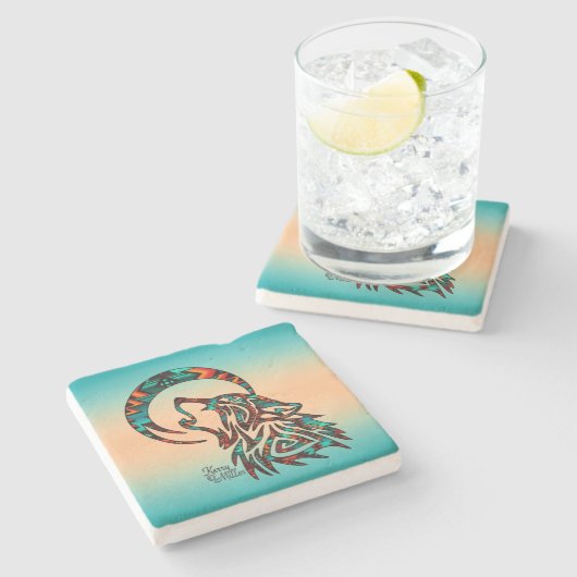 Tribale Wolf Howling bij het Onderzetter van de ma (Zijkant)