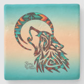 Tribale Wolf Howling bij het Onderzetter van de ma (Voorkant)