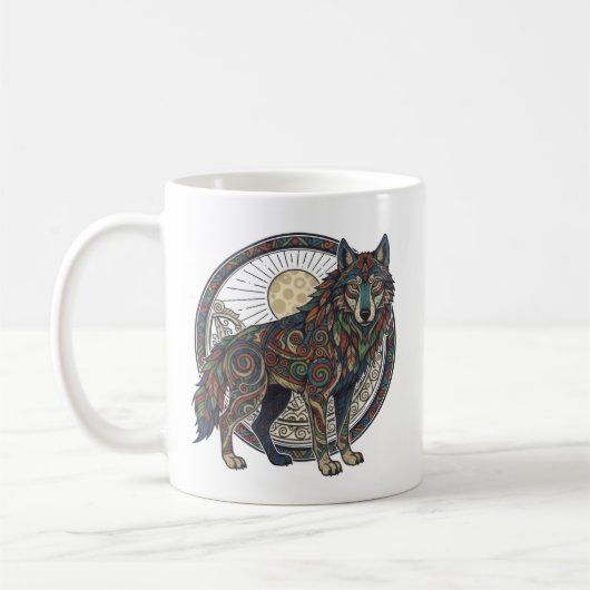Tribale Wolf Koffiemok (Links)