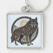 Tribale Wolf Sleutelhanger (Voorkant)