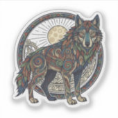 Tribale Wolf Sticker (Voorkant)