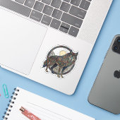 Tribale Wolf Sticker (Laptop met iPhone)