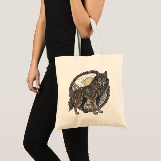 Tribale Wolf Tote Bag (Voorkant (product))