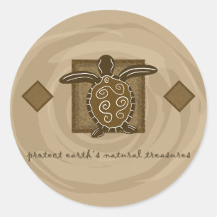 Tribale Zee Turtle Ronde Sticker