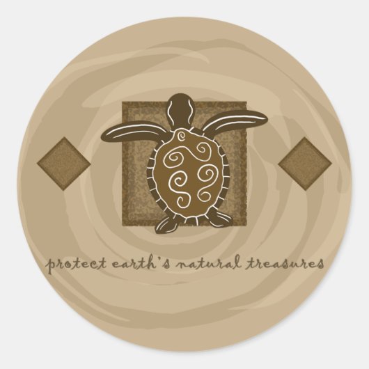 Tribale Zee Turtle Ronde Sticker (Voorkant)