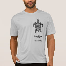 Tribale zeeschildpad aan de linkerzijde, strandvak t-shirt