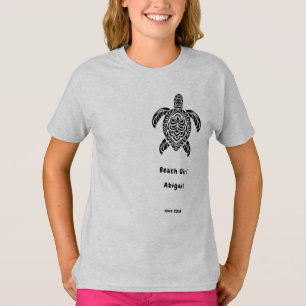 Tribale zeeschildpad, zwart en links t-shirt