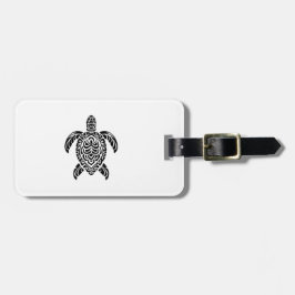 Tribale zeeschildpad, zwart en verticaal bagagelabel