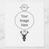 Tribale Zwarte Hert Silhouet Monogram Wijn Etiket (Enkel label)