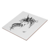 Tribale Zwarte Inkt Draak Tegeltje (Zijkant)