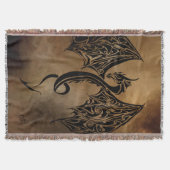 Tribale Zwarte Steen Fantasy Draak Deken (Voorkant)