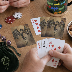 Tribale Zwarte Steen Fantasy Draak Pokerkaarten