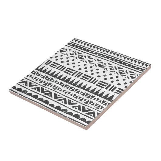 Tribale zwarte witte moderne Abstracte vormen Tegeltje (Zijkant)