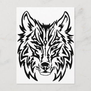 TribalWolfWhiteBackground Briefkaart