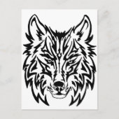 TribalWolfWhiteBackground Briefkaart (Voorkant)