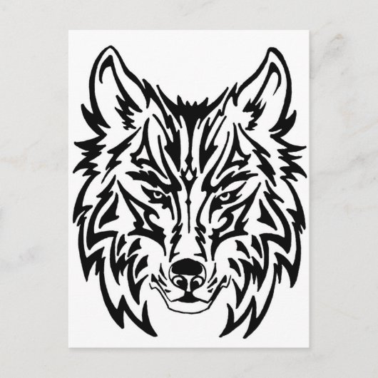TribalWolfWhiteBackground Briefkaart (Voorkant)