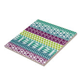 Tribbypatroon van Bourgogne Aqua Geometric Aztec Tegeltje (Zijkant)