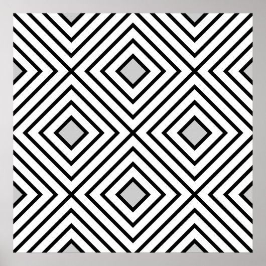 Tribbypatroon van moderne zwarte en witte strepen poster (Voorkant)