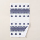 Tribbypatroon van Navy Blue en White Aztec Bad Handdoek (Handdoek)