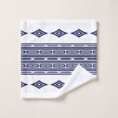 Tribbypatroon van Navy Blue en White Aztec Bad Handdoek (Wasdoekje)