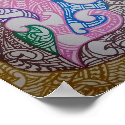 Tribe3 Abstract Maori Kowhaiwhai by RRW Poster (Hoek)