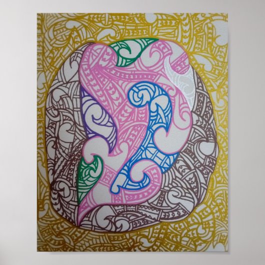 Tribe3 Abstract Maori Kowhaiwhai by RRW Poster (Voorkant)