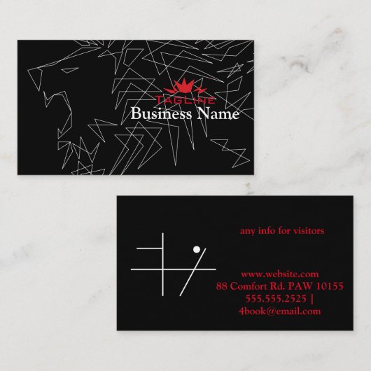 Tribe Roar Lion Outline RoyaL Crown Visitekaartje (Voorkant / Achterkant)