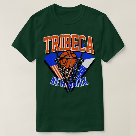 Tribeca New York Basketbal Throwback T-shirt (Design voorkant)