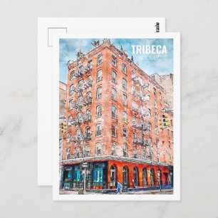 Tribeca New York Famous Travel Waterverf Sketch Briefkaart