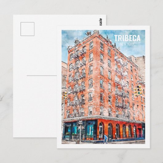 Tribeca New York Famous Travel Waterverf Sketch Briefkaart (Voorkant / Achterkant)