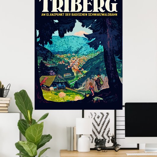 Triberg im Schwarzwald, uitzicht uit het zwarte bo Poster (Thuiskantoor)