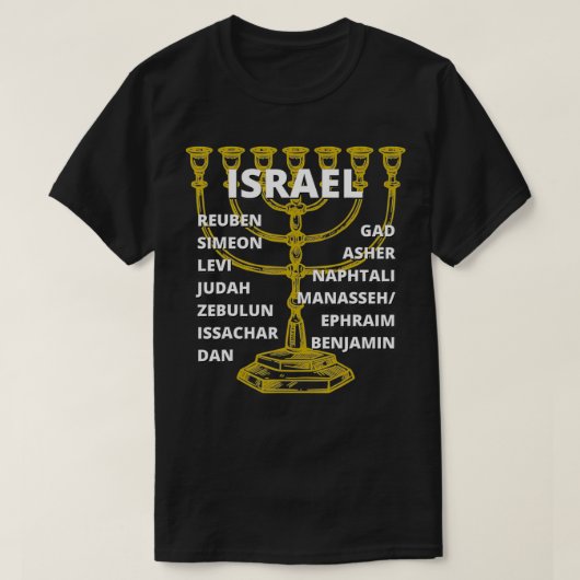 Tribes of Israel Menorah T-shirt (Design voorkant)