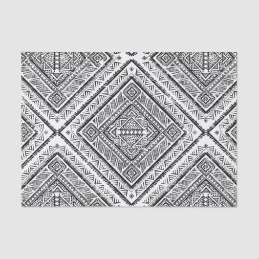 Tribpatroon Cool Black and White Aztec Tissuepapier (Voorkant)