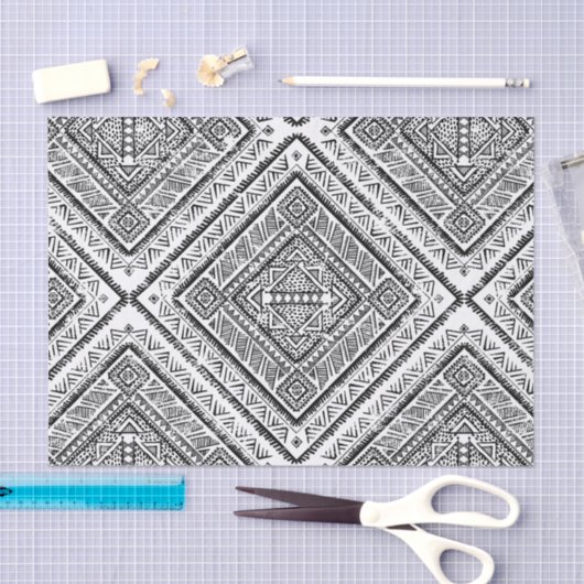 Tribpatroon Cool Black and White Aztec Tissuepapier (Craft)