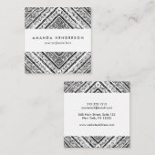 Tribpatroon Cool Black and White Aztec Vierkante Visitekaartje (Voorkant / Achterkant)