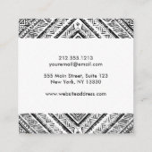 Tribpatroon Cool Black and White Aztec Vierkante Visitekaartje (Achterkant)