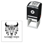 Tribuale Stier Koe Schedel Veren Naam Zelfinktende Stempel (In situ)