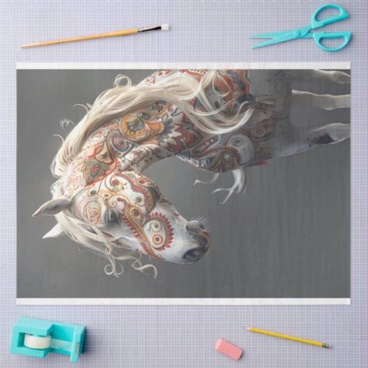 Tribunaal Indische geschilderde Paard Serie Decoup Tissuepapier (Craft)