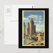 Tribune Tower, Vintage van Chicago Briefkaart (Voorkant / Achterkant)