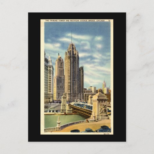 Tribune Tower, Vintage van Chicago Briefkaart (Voorkant)