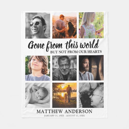 Tribute Family Photo Collage Memorial Keepslag Fleece Deken (Voorkant)